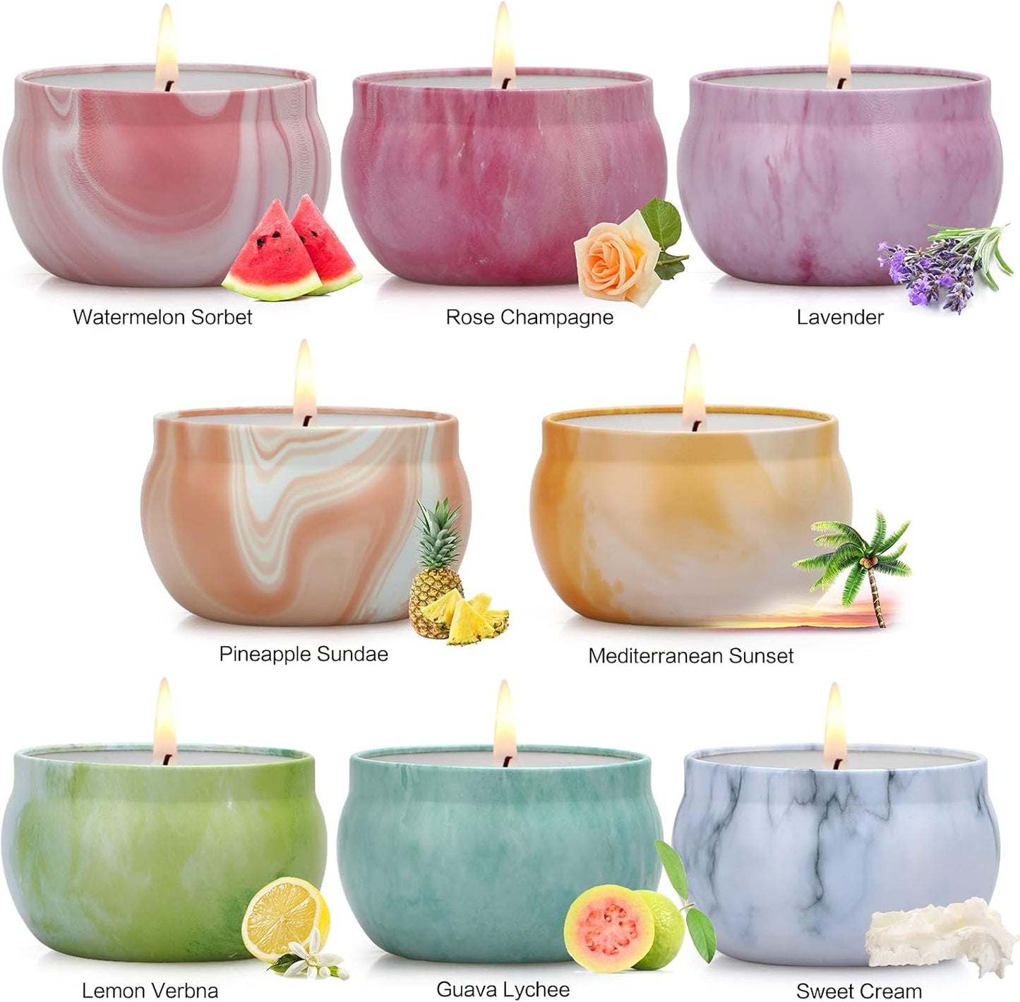 Scented Candle Gift Set – 8 Pack Soy Wax Candles with Essential Oils | Aromatherapy & Stress Relief for Women