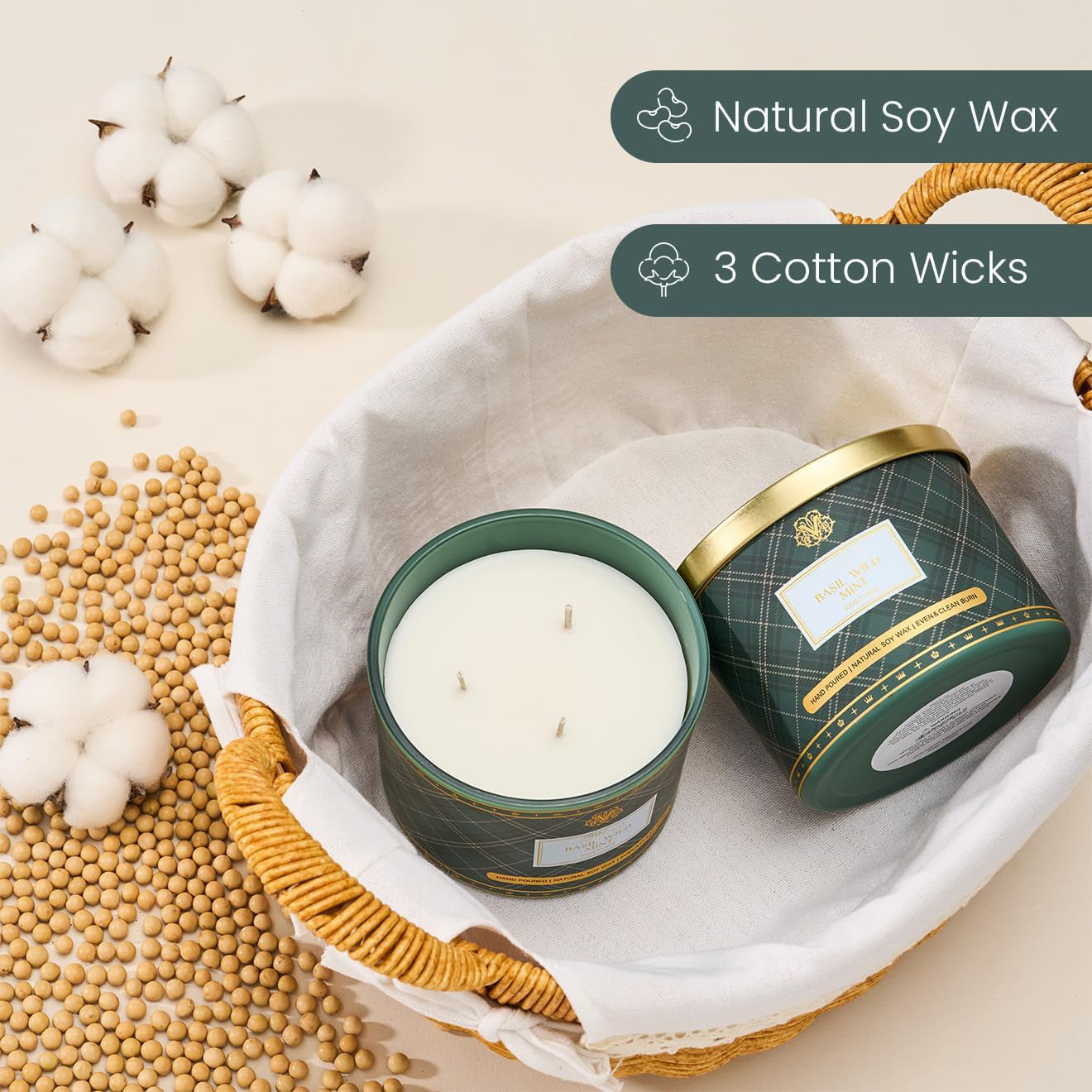 Basil Wild Mint Scented Candle