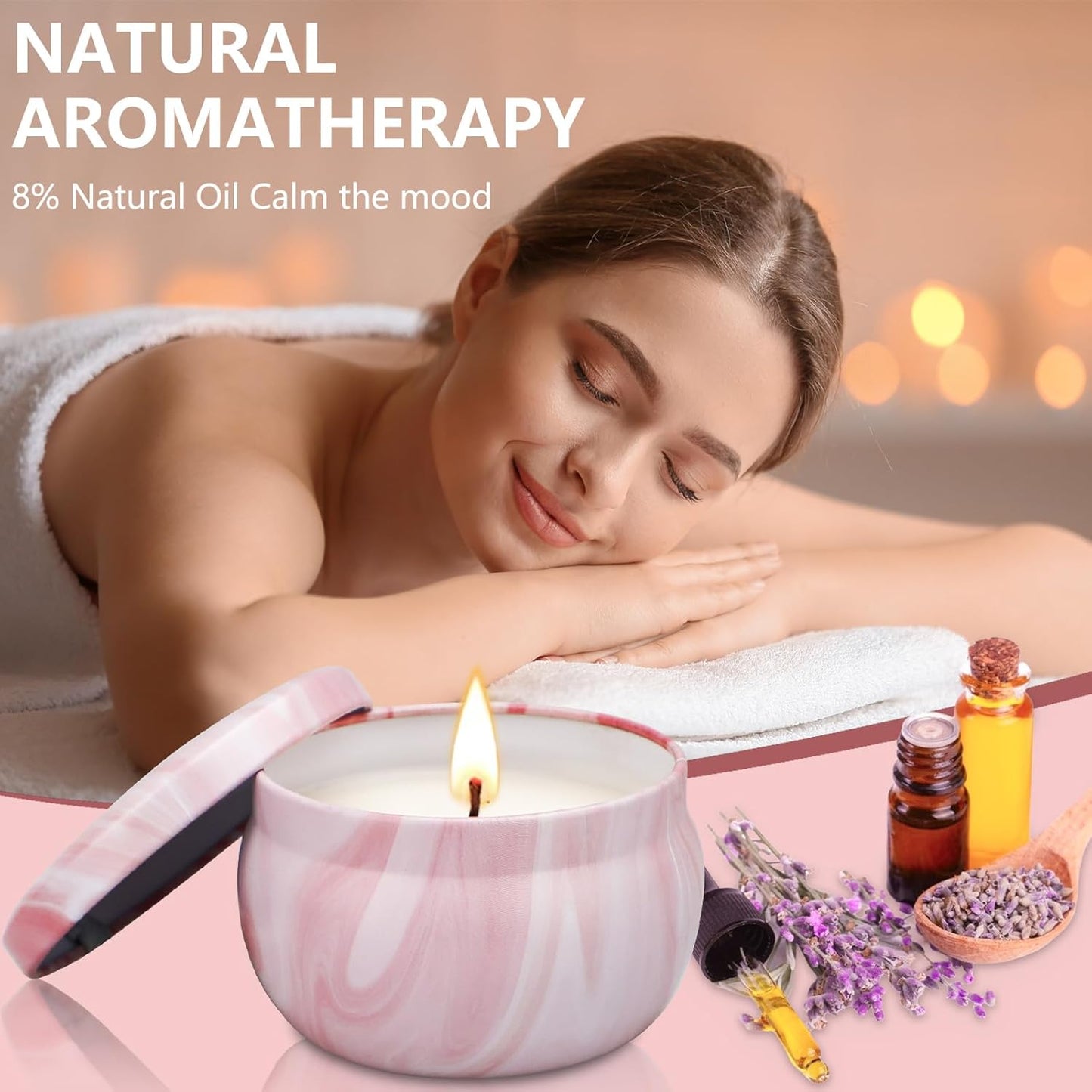 Scented Candle Gift Set – 8 Pack Soy Wax Candles with Essential Oils | Aromatherapy & Stress Relief for Women