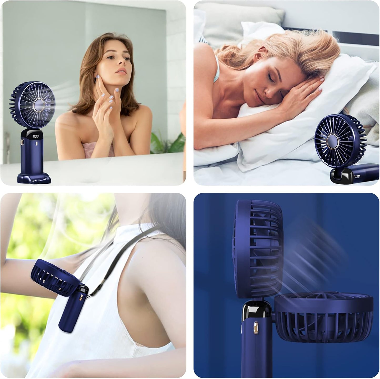 Portable Folding Fan with Scent Pad & LED Display