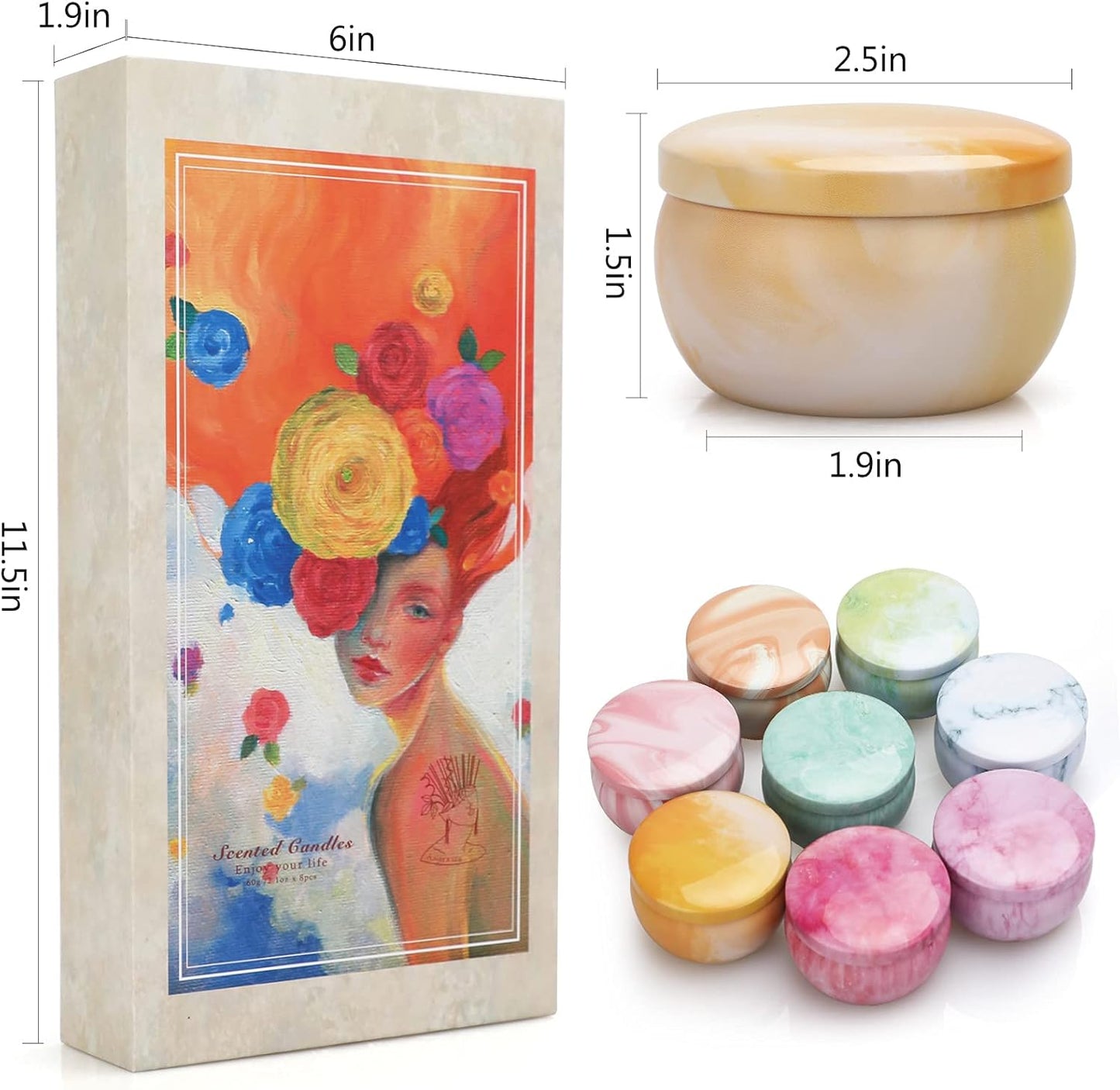 Scented Candle Gift Set – 8 Pack Soy Wax Candles with Essential Oils | Aromatherapy & Stress Relief for Women