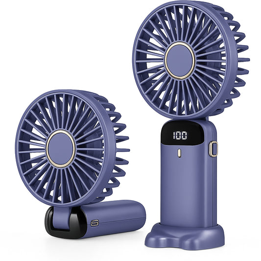 Portable Folding Fan with Scent Pad & LED Display